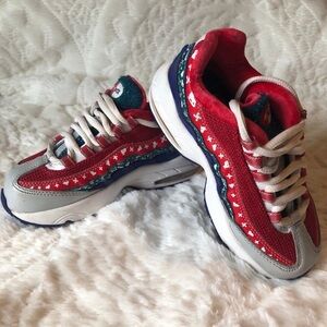 Nike Kids Red and White Patterned Sneakers